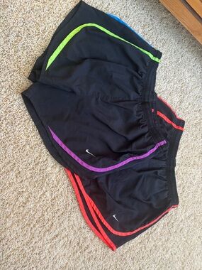 Nike SET OF 2  Women’s Black Athletic Shorts with Multi-Colored Trim size s